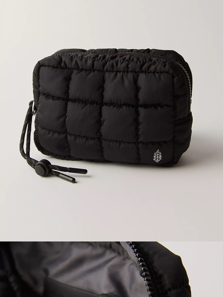 Free People Quilted Black Toiletry Pouch